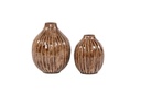 Vase ribbed enamel brown - small - Ø16,5x20,5cm - p 1/12