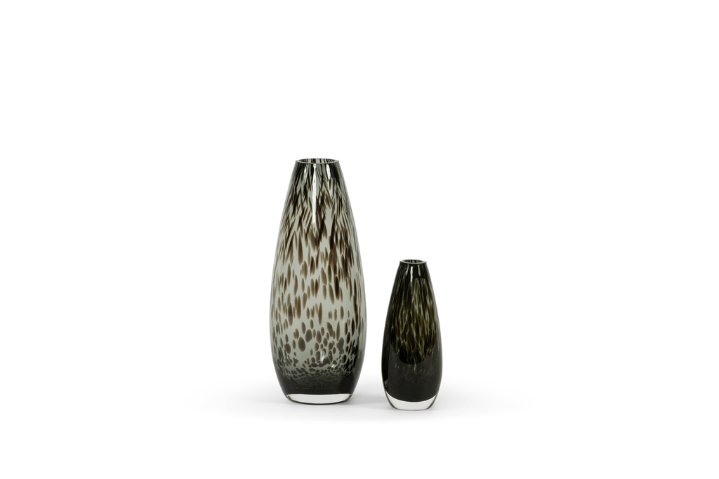 Teardrop vase - glass - smoke black spotted - Ø 7,5x19cm - p/6/1