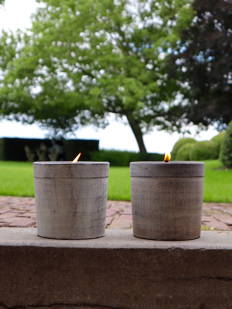 Choco aged terracotta round outdoor candle - Ø 20x20cm -1 - ext. cot. - p /4/1