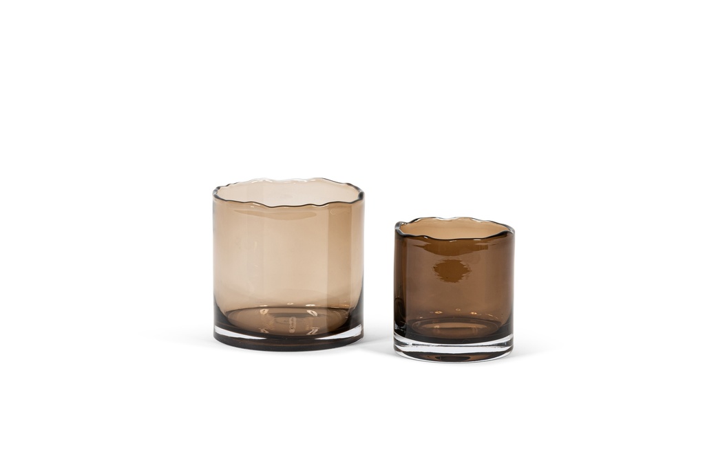 Vase organic rim - glass - moccha - Ø 12x12cm - p/4/1