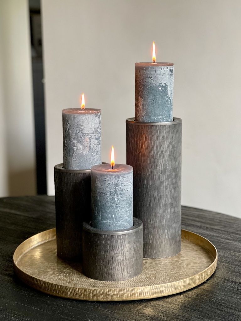 Candleholder for Ø 8,6cm texture - graphite - set of 3 - Ø12,5x10,5cm/Ø12,5x20cm/12,5x30,5cm - p/1/6