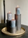 Candleholder for Ø 8,6cm texture - graphite - set of 3 - Ø12,5x10,5cm/Ø12,5x20cm/12,5x30,5cm - p/1/6