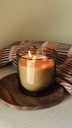 Scented candle mocha glass votive with organic rim - Ø 15 x 15cm - 4 - int. cot. - p/2