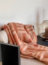 Plaid jaquard knitted cotton beige/light brown/rust/burn orange - 140 x 200cm - p 1/1