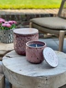 Terracotta scented outdoor candle - glazed with cover - burgundy - (perfume Lavender / Rosemary / Pine / Cinnamon / Citronella)  - Ø 16x15cm - 1 ext. cot. - p /4