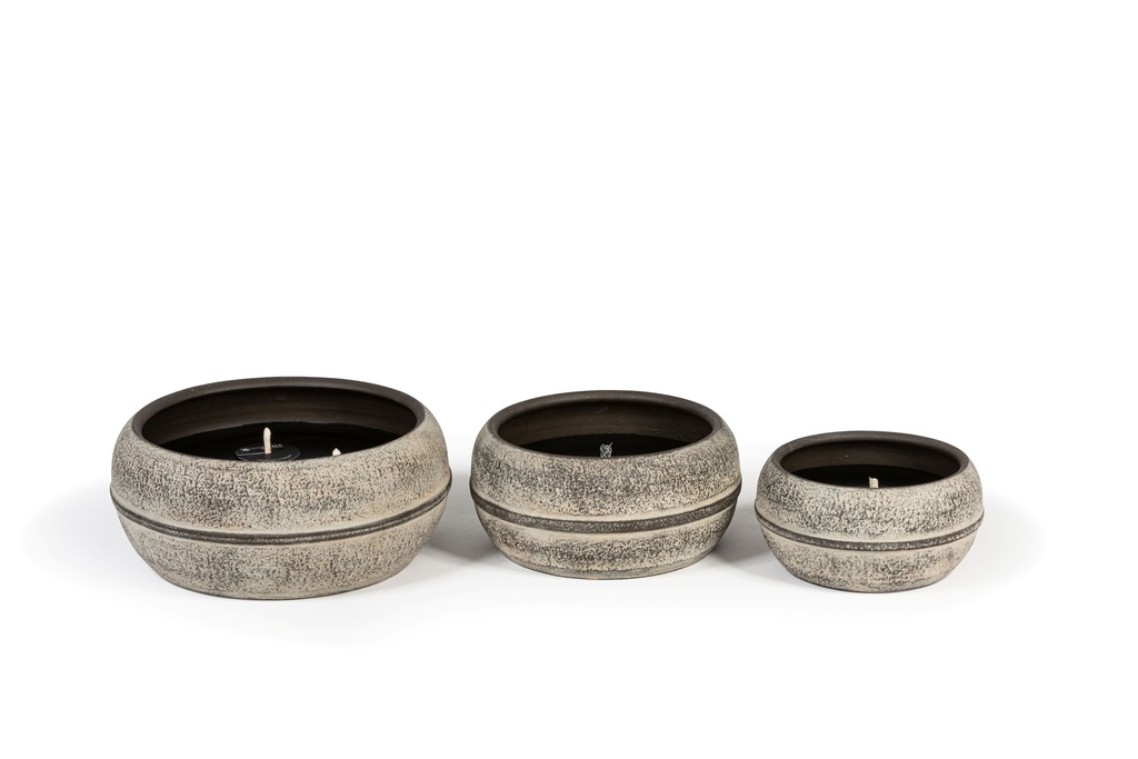 Brown aged terracotta outdoor bowl candle - Ø 29x14cm - 1 - ext. cot. - p /4/1