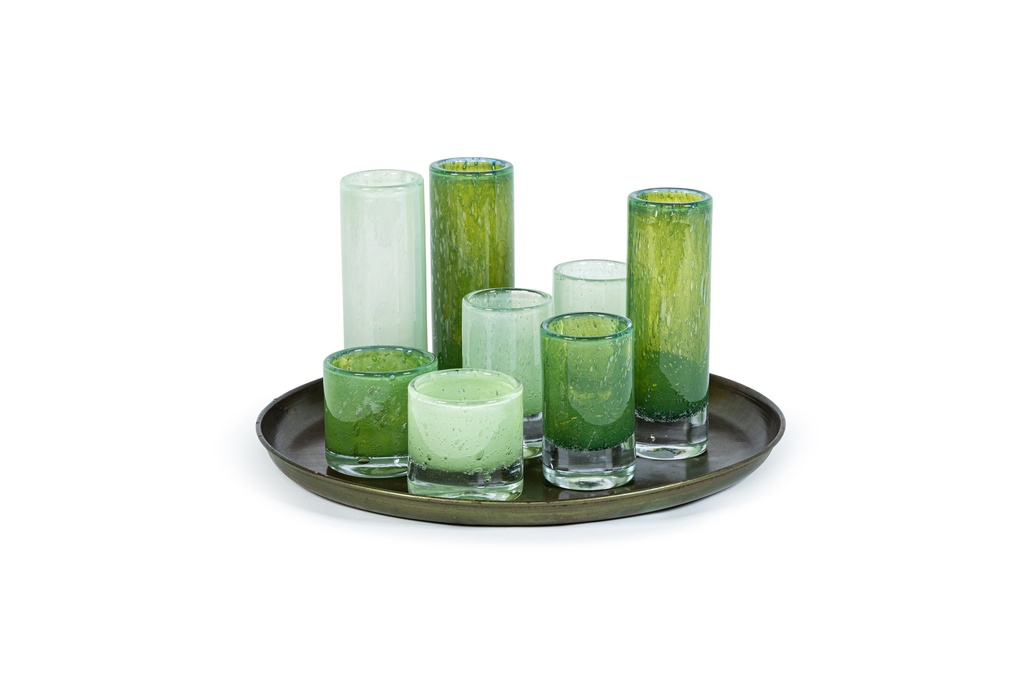 Cylindrical votive - glass - mint green - Ø 8,5x8,5cm - p/6