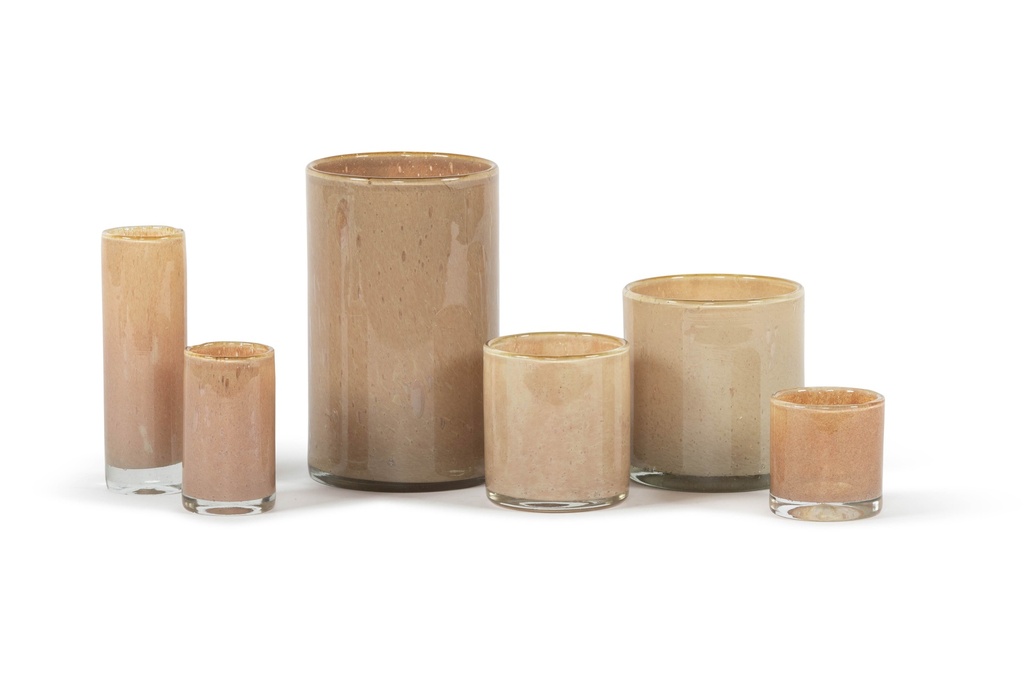 Cylindrical votive - glass - honey - Ø7 x 12cm - p/6