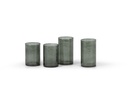 Theelight holder hammered - glass - dirty green - Ø7.5 x 13.5 - p 6/36