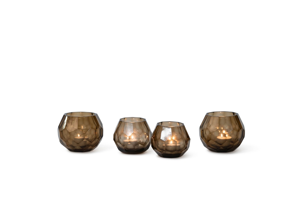 T-light holder polished faceted cutting copper small - Ø10 x 9 cm - p 4/24