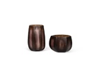 Mouthblown vase vertical flat cutting smoke / mauve medium -