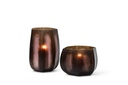 Mouthblown vase vertical flat cutting smoke / mauve medium -