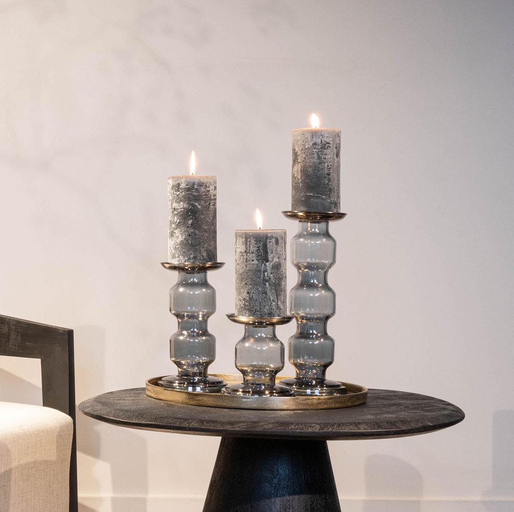 Chandelier 1 roll  - glass - luster grey - Ø 13x14,5cm - p/1/8