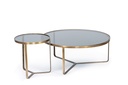 Table glass + frame - glass + metal - smoke + antique brass- Ø 86x36cm - p/1/1