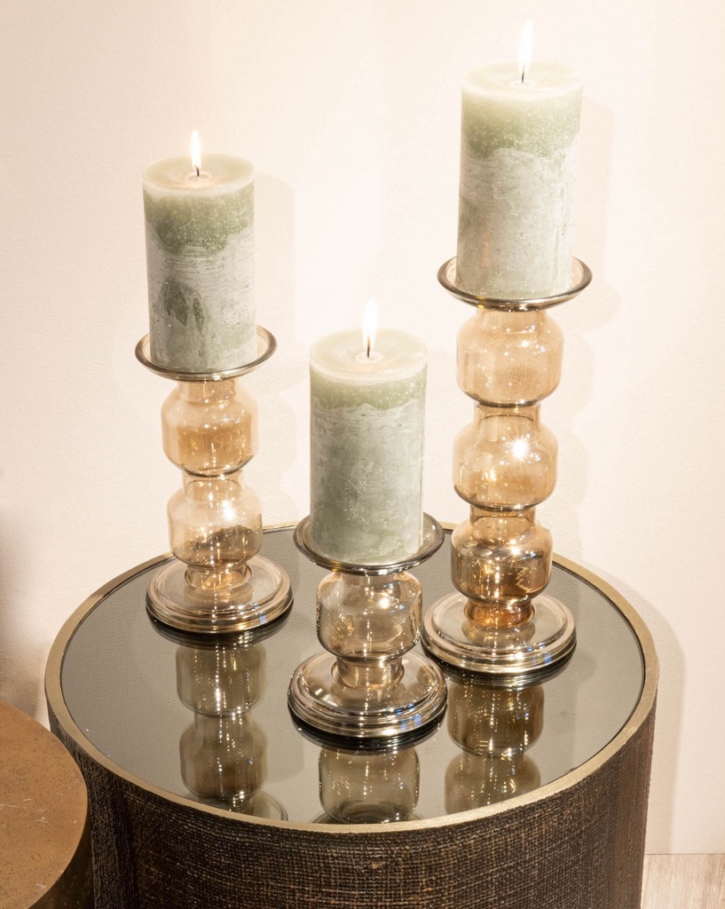 Chandelier 2 roll  - glass - luster brown - Ø 13x23,5cm - p/1/8