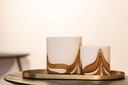 Thick votive cylinder Waves - glass - white brown - Ø 11x12cm - p/4
