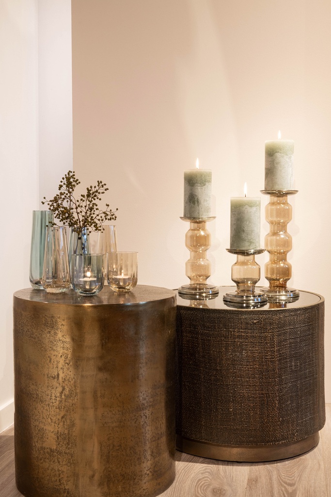 Side table with mirror - * - brass antique - Ø50x41 cm - p/1/1