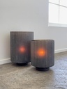 Hurricane flat vertical cut - glass - smoke stone - Ø 28x40cm - p/1