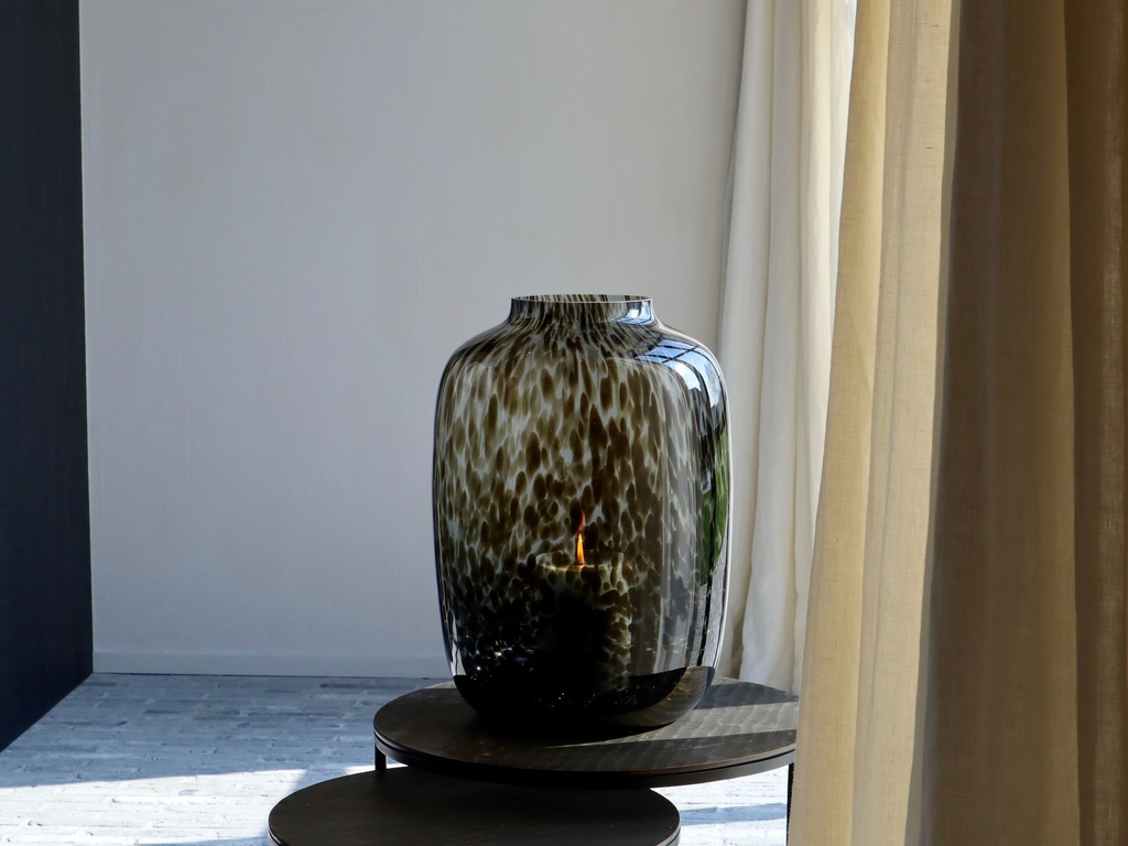 Bulb big smoke black spotted - glass - smoke leopard - Ø 32,5x45cm - p/1/1