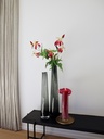 Long vase organic rim - glass - smoke - small Ø 11x60cm - p/2/4