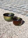 Set of 2 brass green patina planters - Ø 20.5 x 12.5cm+Ø 15.5 x 10.5cm - 1 - ext. cot. - p /2 sets