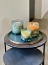 Scented candle thick votive cylinder with blue wave design - Ø11 x 12cm - 2 - int. cot. - p/4