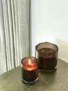 Scented candle moccha glass votive with organic rim - medium Ø 12 x 12cm - 4 - int. cot. - p/4 