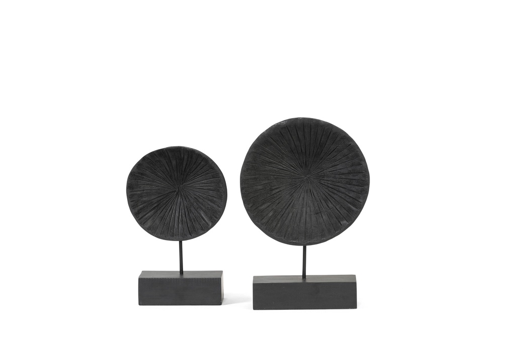 Ornament disk - wood - black mat brushed - Ø24x37cm - p1/6