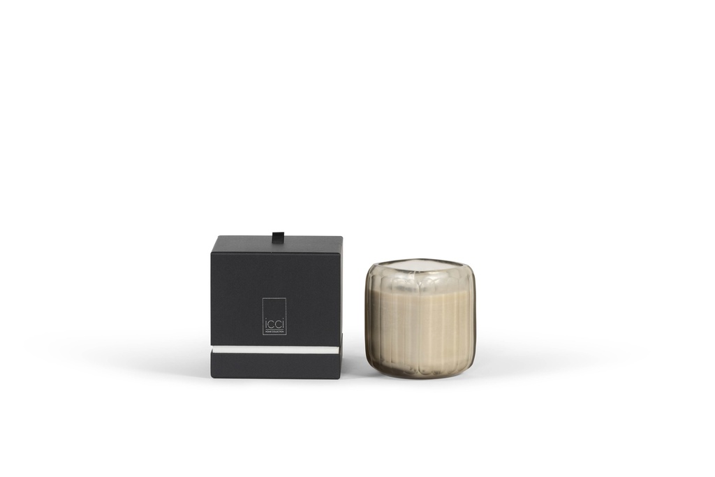 Scented candle square rounded light smoke vase vertical cutting - Ø 13x15cm - 3 - int. cot. - p/2