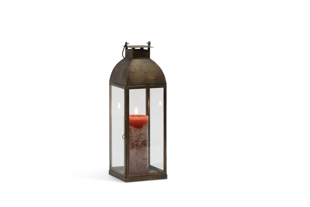 Lantern aged antique - iron & glass - brass antique - Ø16x16x47cm - p1/6