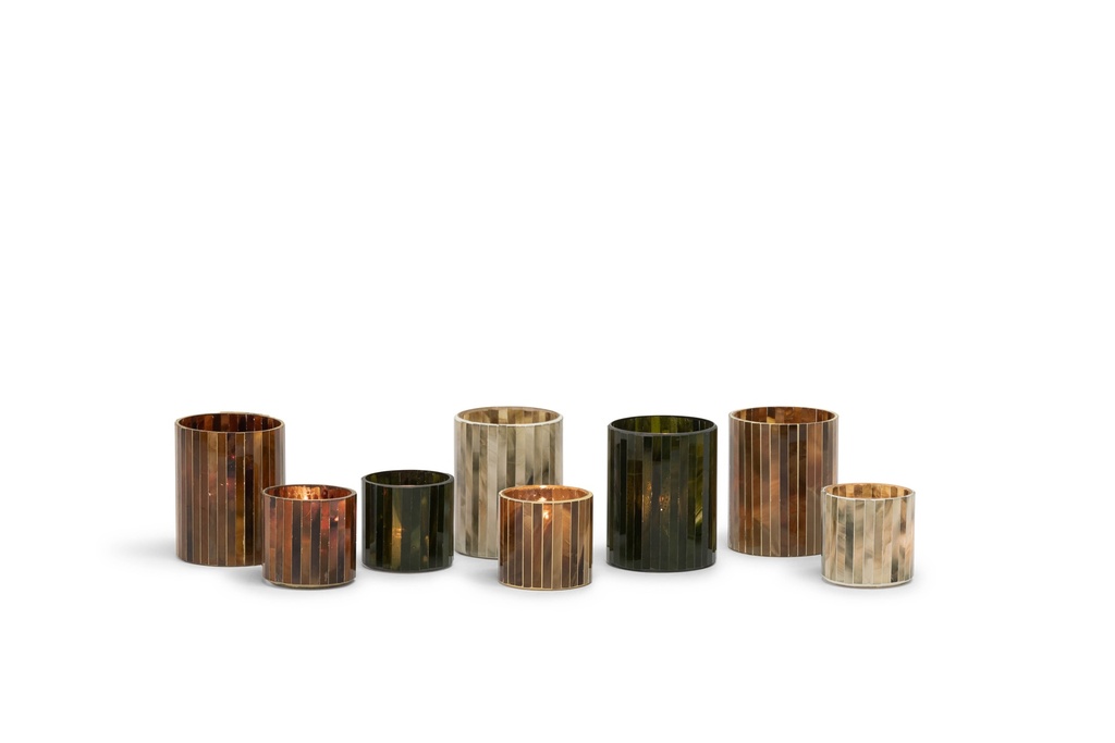 T-Light holder mosaic dark green - Ø8x8cm - 6/24