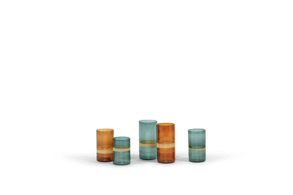 T-Light holder green-cream-green - glass - Ø 6x9,5cm - 6/36