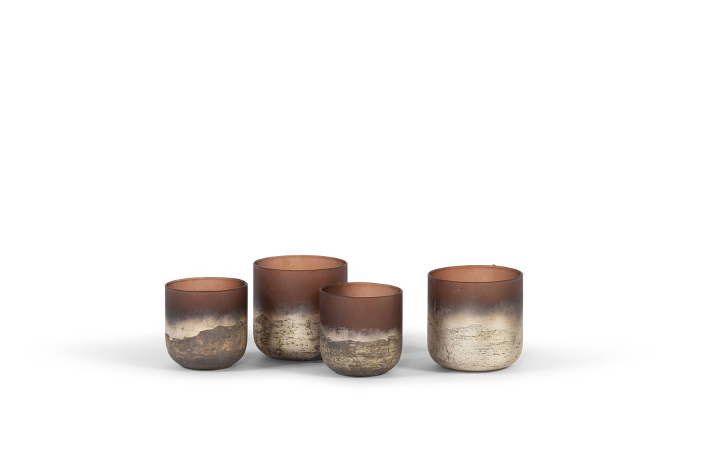 Vase rounded half silver half brown set of 2 - Ø14x14cm - Ø12x12cm - 1set / 2sets