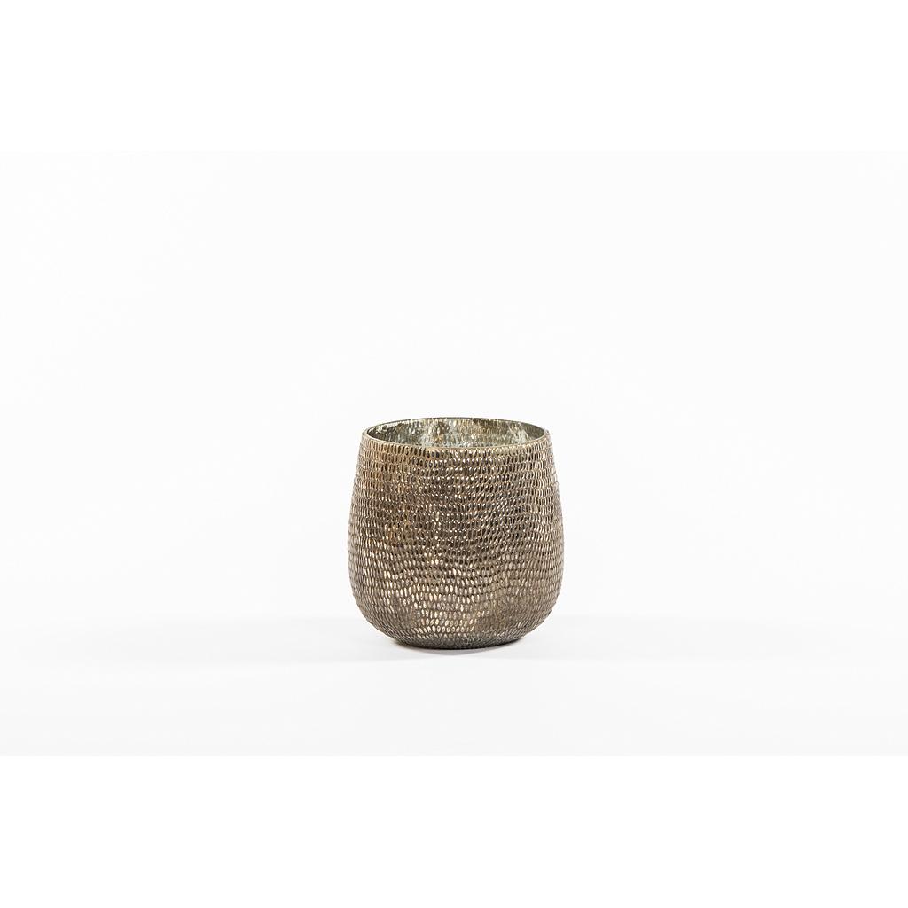 Rice mosaic vase - glass - blue oxidised - large Ø 25x24cm - p/1/4