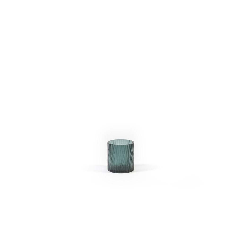 Mouthblown vase with cutting - glass - grey - small Ø 12x12cm - p/1/8