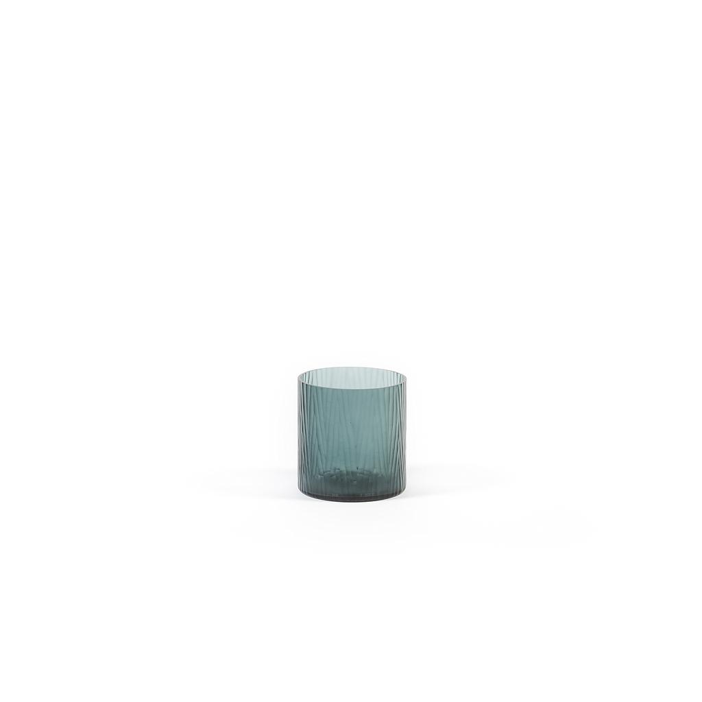 Mouthblown vase with cutting - glass - grey - medium Ø 18x18cm - p/1/1
