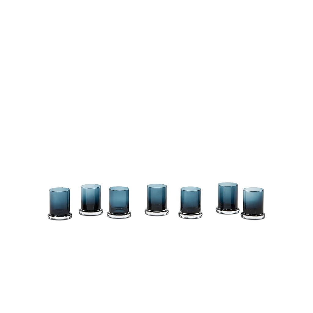 Votive with border - glass - night blue - Ø 7,5x8,5cm - p/6/1