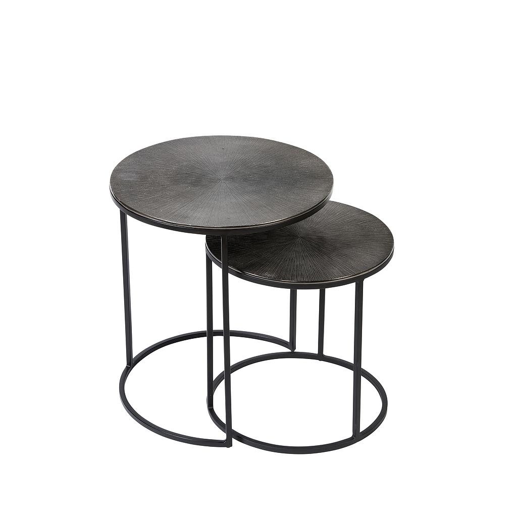 Side table black nickel on black frame set of 2 - p/1/1