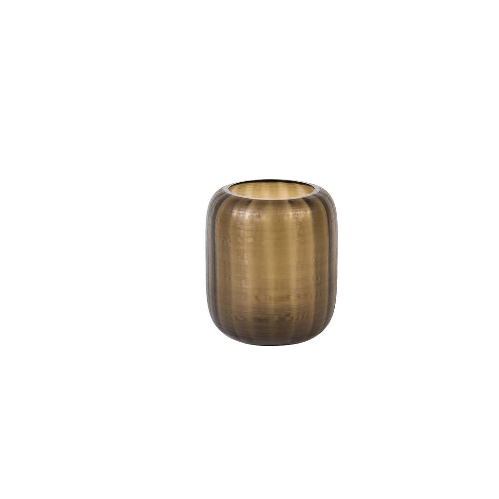 Vase Bulb w/optic line cutting - glass - smoke grey - medium Ø 20x24cm - p/1/2