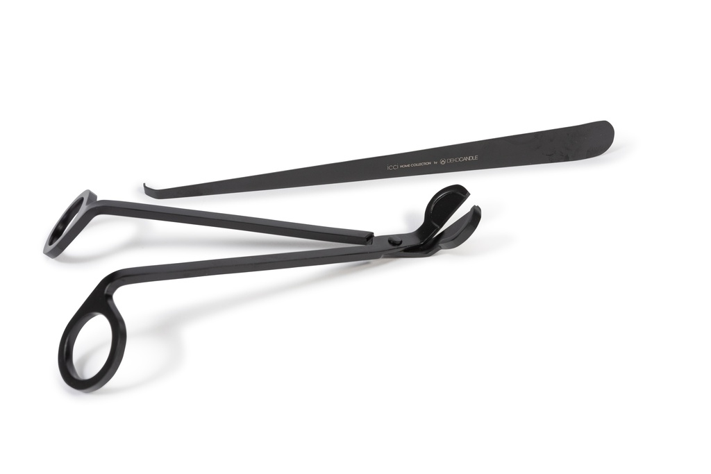 Giftbox with wicktrimmer and positioner - metal - black - 22x11x3,5cm - p/4