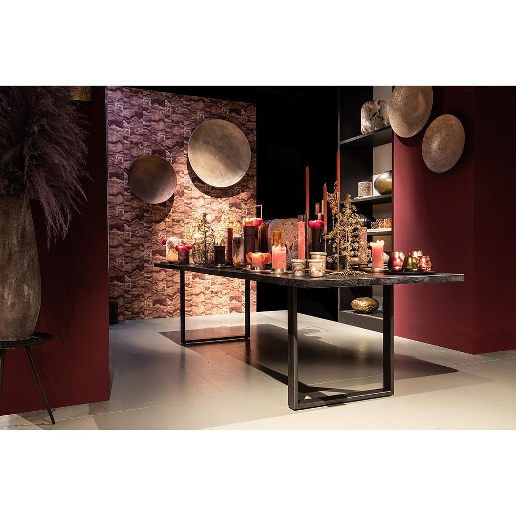 Brushed tree table on iron U feet - wood + metal - matt black - 250x100x76cm - p/1