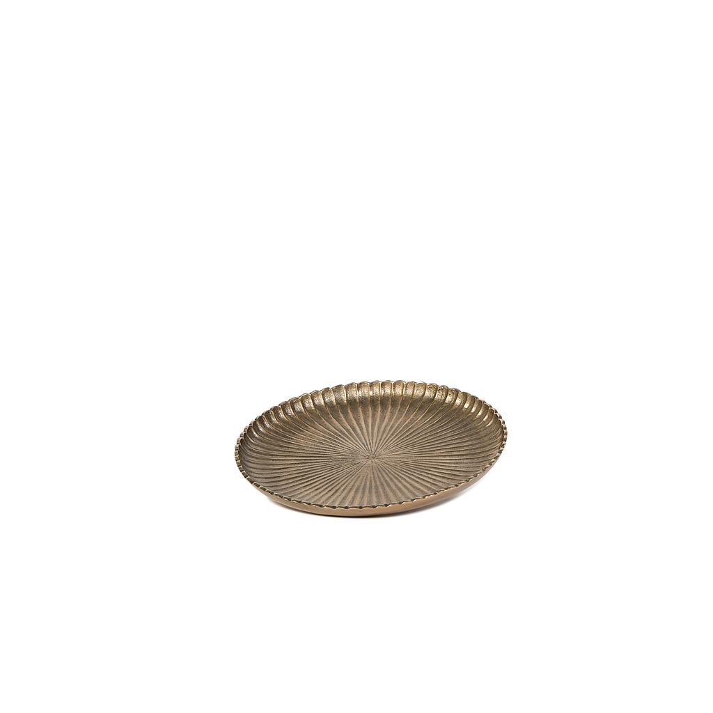 Embossed plate - aluminium - antique gold - Ø 38x2cm - p/1/4