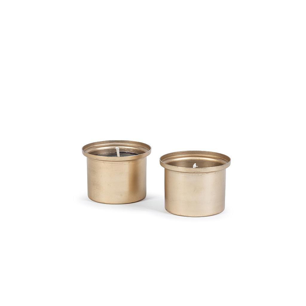 Gold metal outdoor candle pot - Ø 13x9,5cm - 1 - ext. cot. - p/9/48