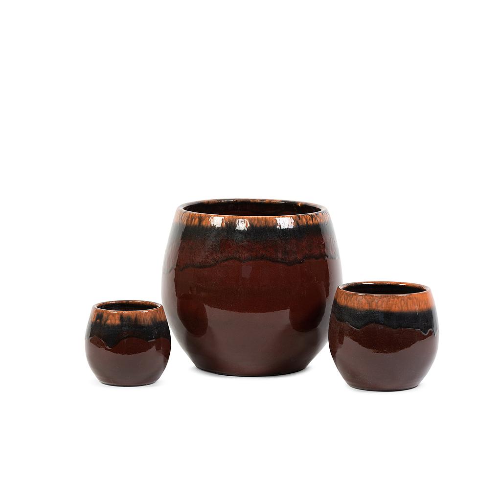 Rounded planter - terracotta - burgundy - medium Ø 23x20cm - p 2