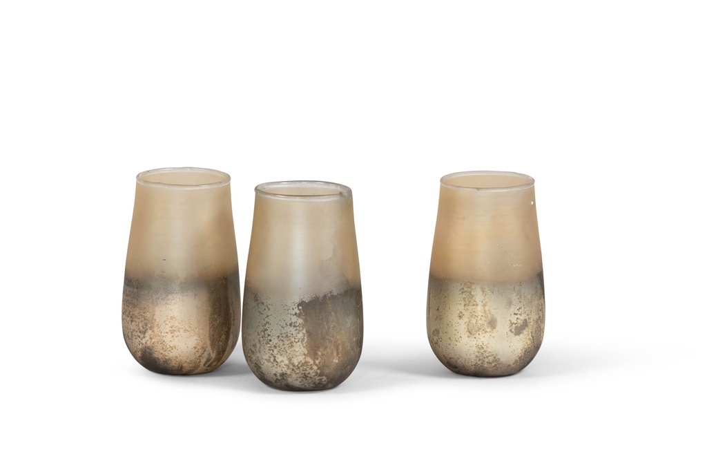 Vase - glass - matt gold luster black oxidised - Ø 9x16cm - p 12