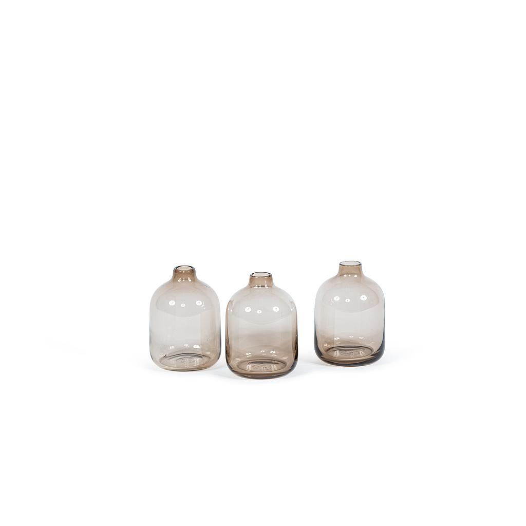 Bulb vase - glass - mocha - mini Ø 10x14 cm - p/6
