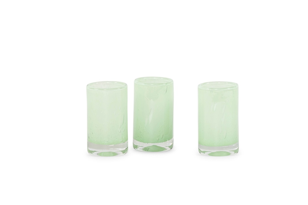 Cylindrical votive - glass - mint green - Ø 7x12cm - p/6