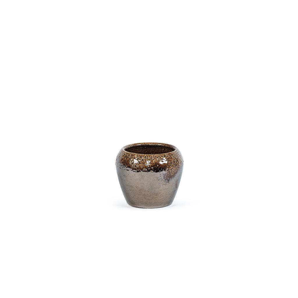 Flowerpot - terracotta - brown gold glaced - Ø 15x17cm - p/4