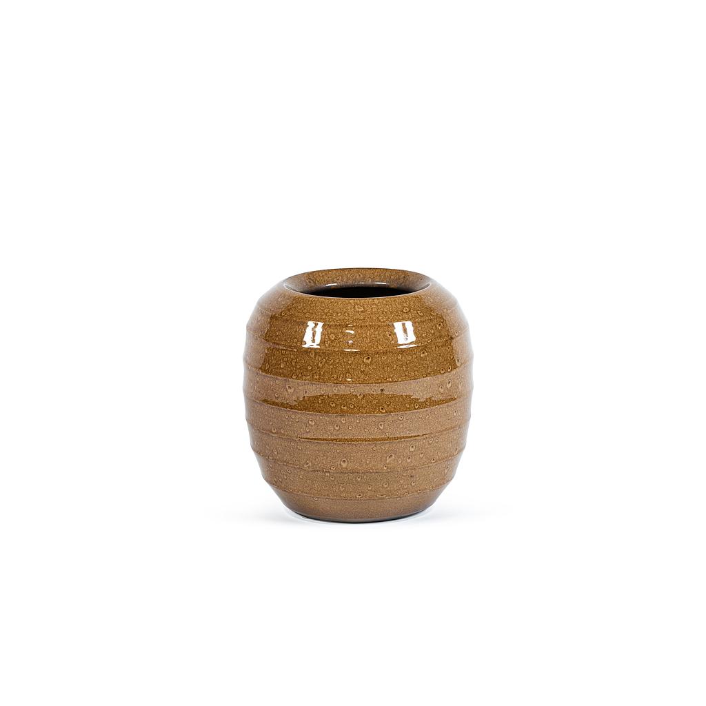 Ribbed Flowerpot - terracotta - glaced ocre - Ø 24x20 cm - p/2