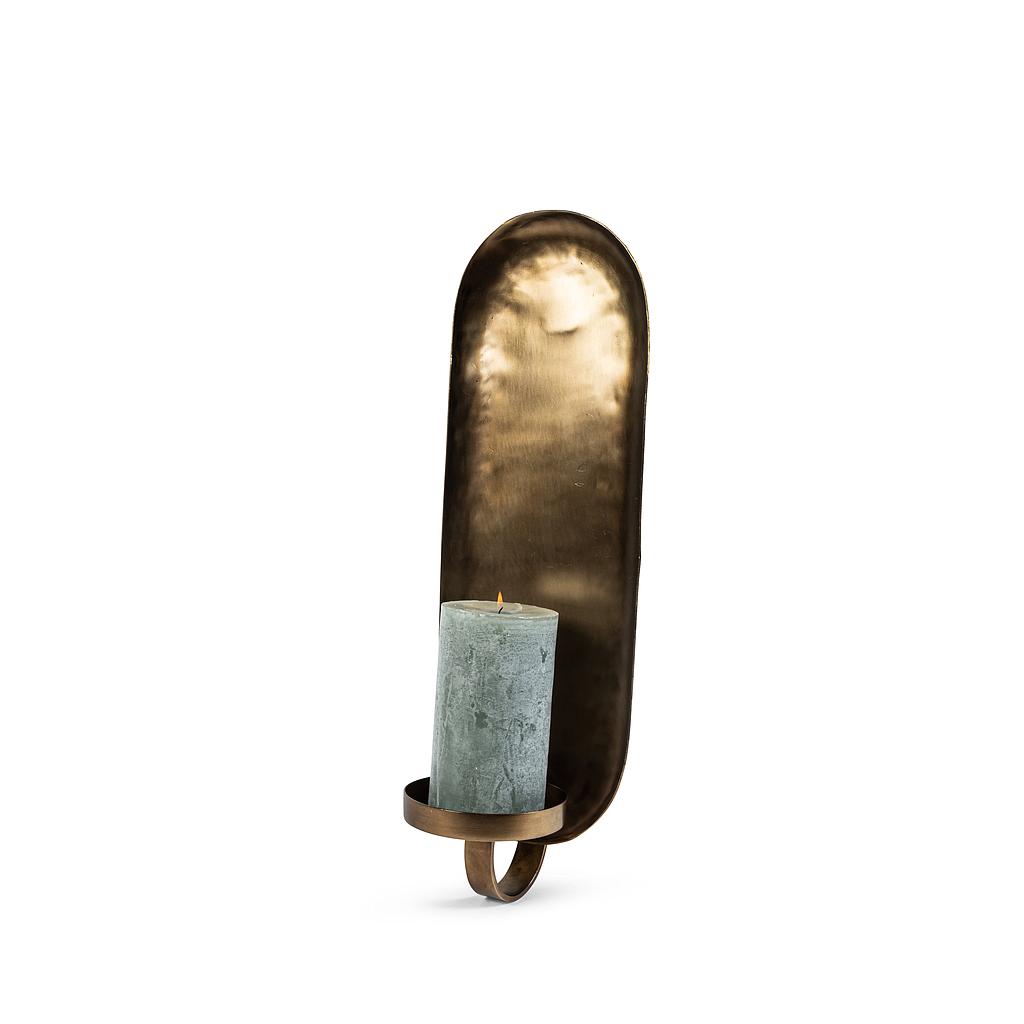 Wall support for candle - metal - brass antique - 22x22x67cm - p/1/1